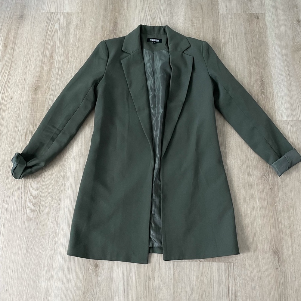 Army green long blazer